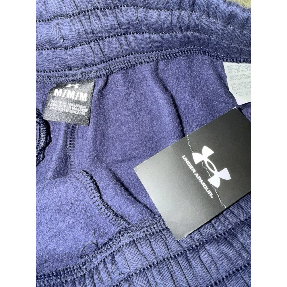 Under Armour Fleece Shorts Men's Medium Navy Blue Drawstring Logo NWT